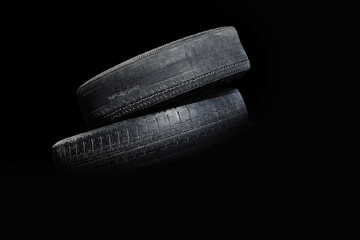 old worn damaged tires isolated - 730820757