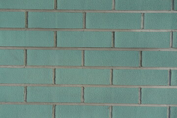 Backdrop - blue green brick wall with light grey mortar joints