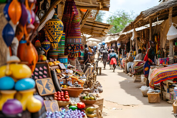 Vibrant African Market Street During Black History Month - obrazy, fototapety, plakaty