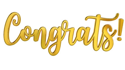Naklejka premium Congrats handwritten text lettering 3d in gold, typography, calligraphy