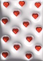 Background 3d heart on a white background balloons air heart on the phone love Valentine's day illustration