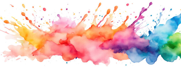 Fototapeta premium Colorful Pastel Watercolor Wave Panorama