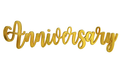 Naklejka premium Anniversary handwritten text lettering 3d in gold, typography, calligraphy
