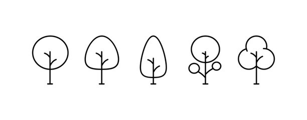 Fototapeta na wymiar Trees icons set. Linear style. Vector icons