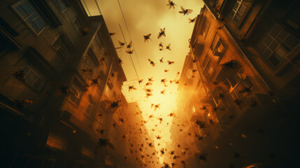 Fiery Artistry: Igniting Industrial Beauty through Abstract Flames and Red-Hot Steel in a Dark Night, generative AI