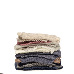 a stack of clothes on a white background of isolate