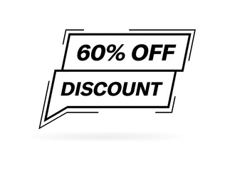 60% off discount bubble. Silhouette style. Vector icon