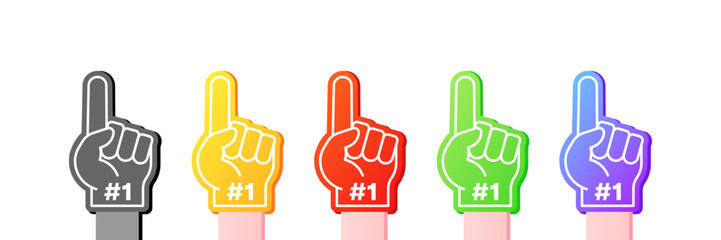 Number 1 thumbs up icons. Number 1 icons set. Flat style. Vector icons