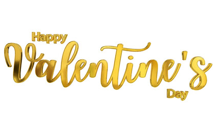 Happy valentines day handwritten text lettering 3d in gold, typography, calligraphy