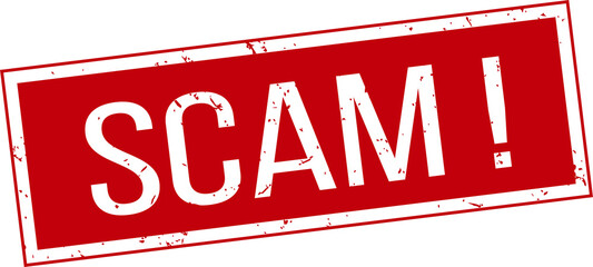 Scam alert rubber stamp