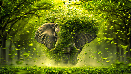 An elephant in a lush forest, showcasing the beauty of wild animals in their natural environment...