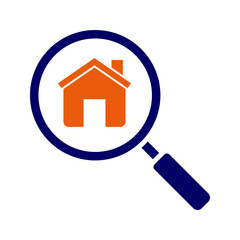 magnifying glass with house icon vector