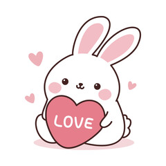 Cute rabbit with heart vector illustration