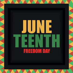 Juneteenth Independence Day. Freedom or Emancipation day. Annual american holiday, celebrated in June 19. African-American history and heritage. Poster, greeting card, banner and background. Vector