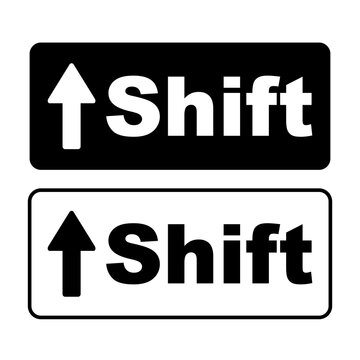 Shift Icon keyboard Button. Set of icons for web. Shift button icon of black and white outline. Isolated vector sign symbol.