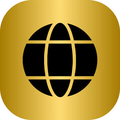 Gold and black website icon symbol, golden internet browser icon