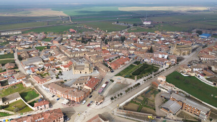 Fototapeta premium panoramic aerial view of Fromista, Palencia, Spain
