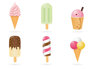 Set of realistic ice cream. Vector illustration.