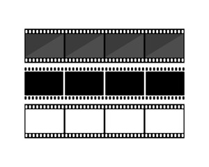 Film strip icons. Silhouette and linear style. Vector icons