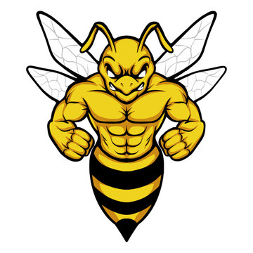 hornet bee mascot logo isolated