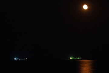 The moon on the sea at night in Odesa. Ukraine