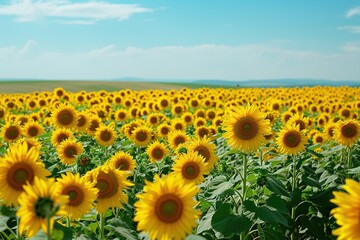 Beautiful view of a field of sunflowers