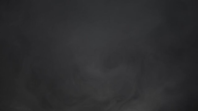 Abstract white smoke in slow motion. Smoke, Cloud of cold fog, white, fog, cloud, black background, 4k, ice smoke cloud. Floating fog.