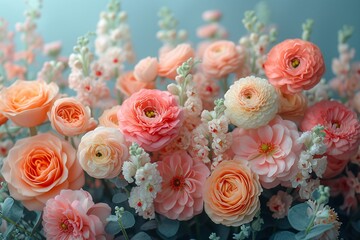 Pink and White Flowers in a Bouquet: A Perfect Match for a Spring Wedding Generative AI