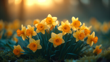 Yellow daffodils in bloom