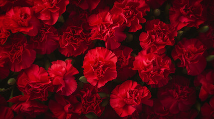 Bright red carnations background