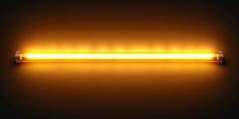 Vibrant neon tube light in golden and ivory shades for festive border design, isolated on a see-through background. Realistic night-time graphic set of electric stripe casino illumination. - obrazy, fototapety, plakaty