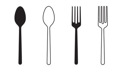 vector fork and spoon icons