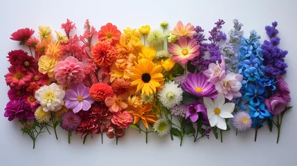 Foto op Canvas Arrangement of flowers in rainbow shades © Susca Life