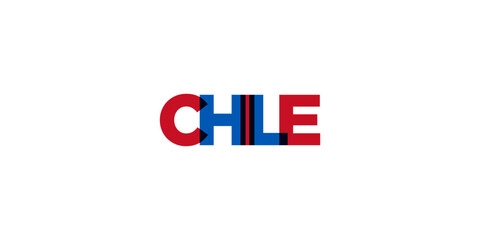 Chile emblem. The design features a geometric style, vector illustration with bold typography in a modern font. The graphic slogan lettering.