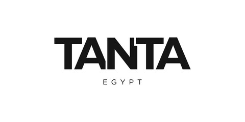 Tanta in the Egypt emblem. The design features a geometric style, vector illustration with bold typography in a modern font. The graphic slogan lettering.