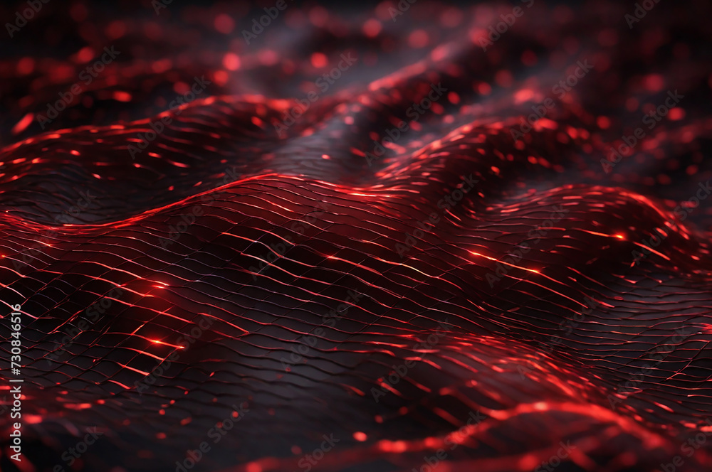 Fototapete Abstract background of glowing  mesh or interwoven lines on a dark background. Generated AI