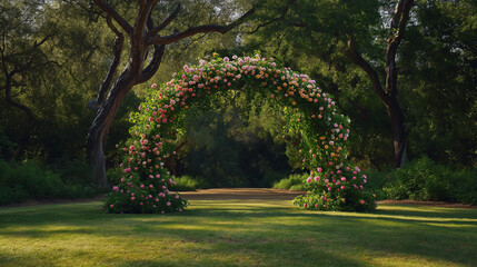 Flowers arch for wedding ceremony in nature - obrazy, fototapety, plakaty