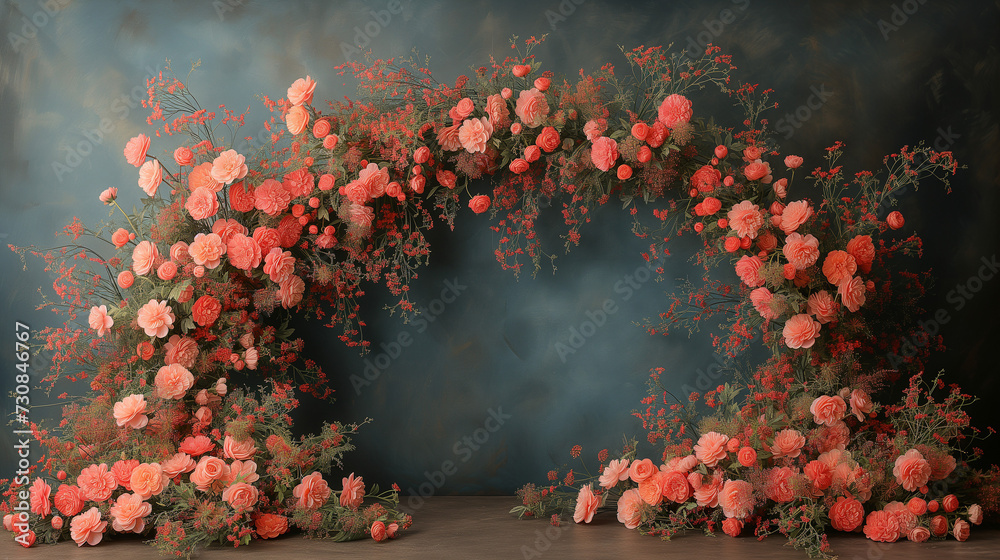 Wall mural flowers arch for wedding ceremony indoor