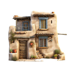 Pueblo house isolated on transparent background