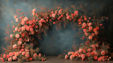 Flowers arch for wedding ceremony indoor