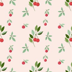 seamless pattern with cherry illustration. 