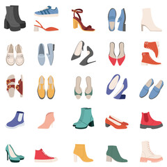 set of shoes on white background vector