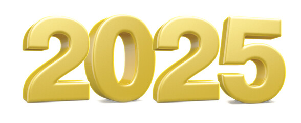New year 2025 number golden 3d render