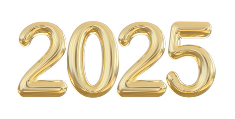 New year 2025 number golden 3d render