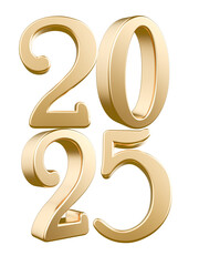 New year 2025 number golden 3d render