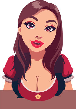Close-up of busty red-skinned girl-