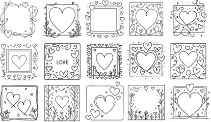 Ornamental floral minimalist love frames square ornaments