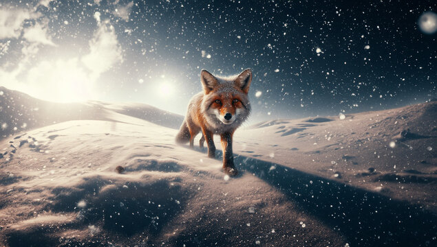 renard qui marche dans la neige