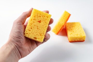 Dish sponge. Kitchen sponge on white background