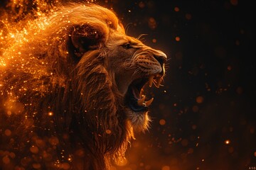 Lion Roars in the Flames of the Monthly Burning Man Event Generative AI